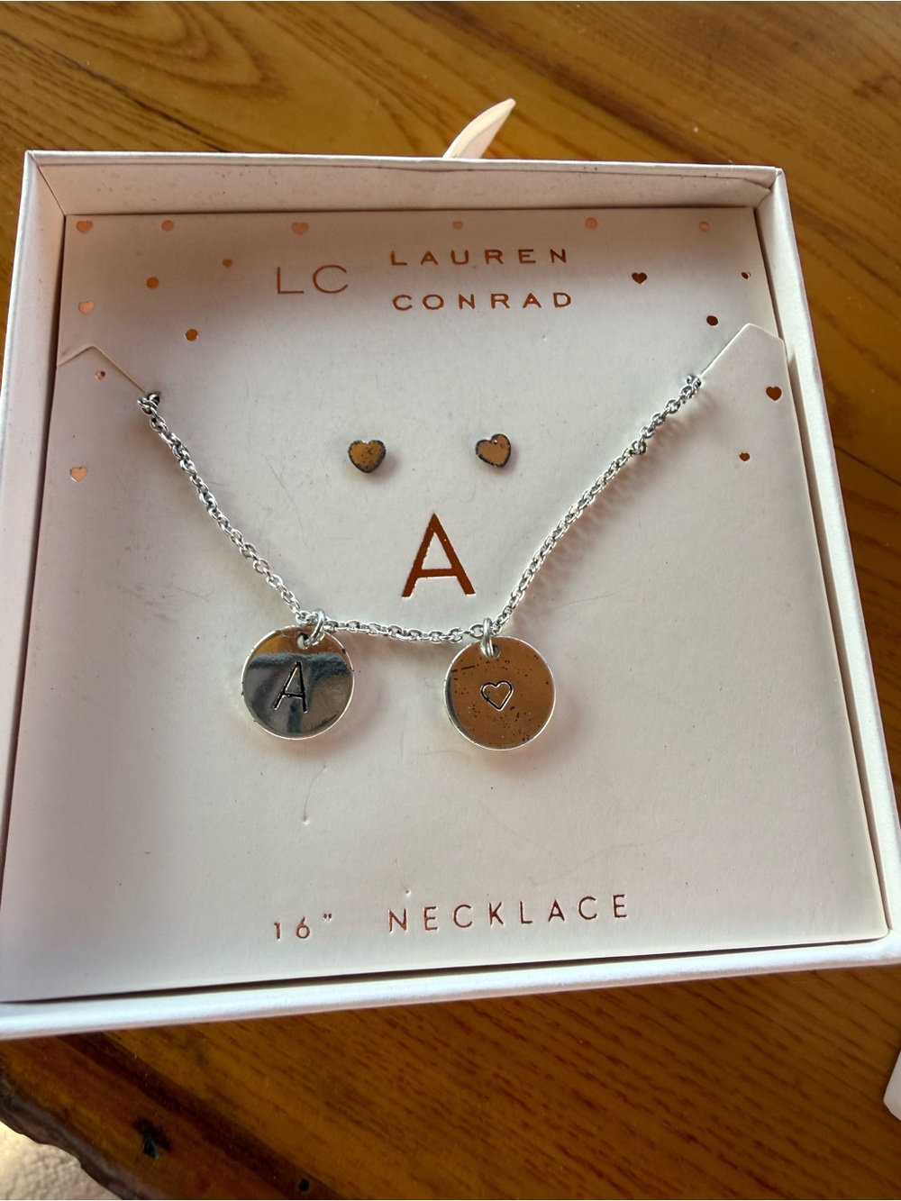 LC Lauren Conrad Silver Initial A and Heart Pendant Necklace Set